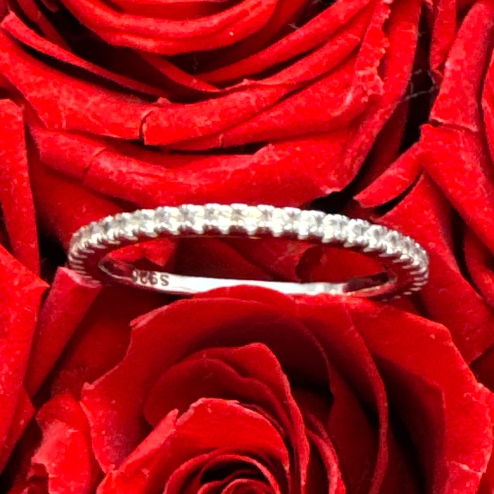 Moissanite Eternity Band Ring • 925 Sterling Silver • Size 6